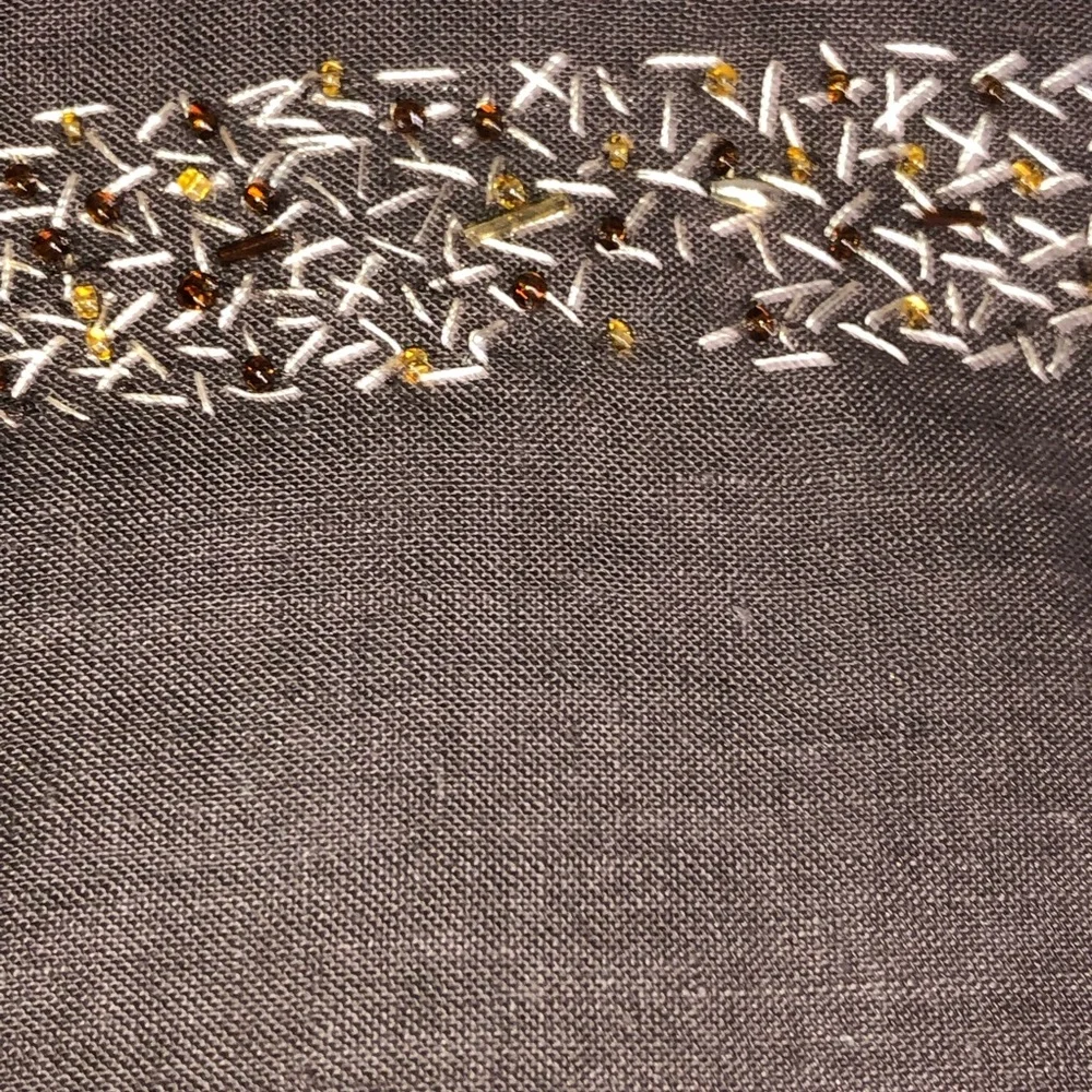 West Elm Linen Beaded Accent Pillow Cover, pre-owned, pet/smoke free home